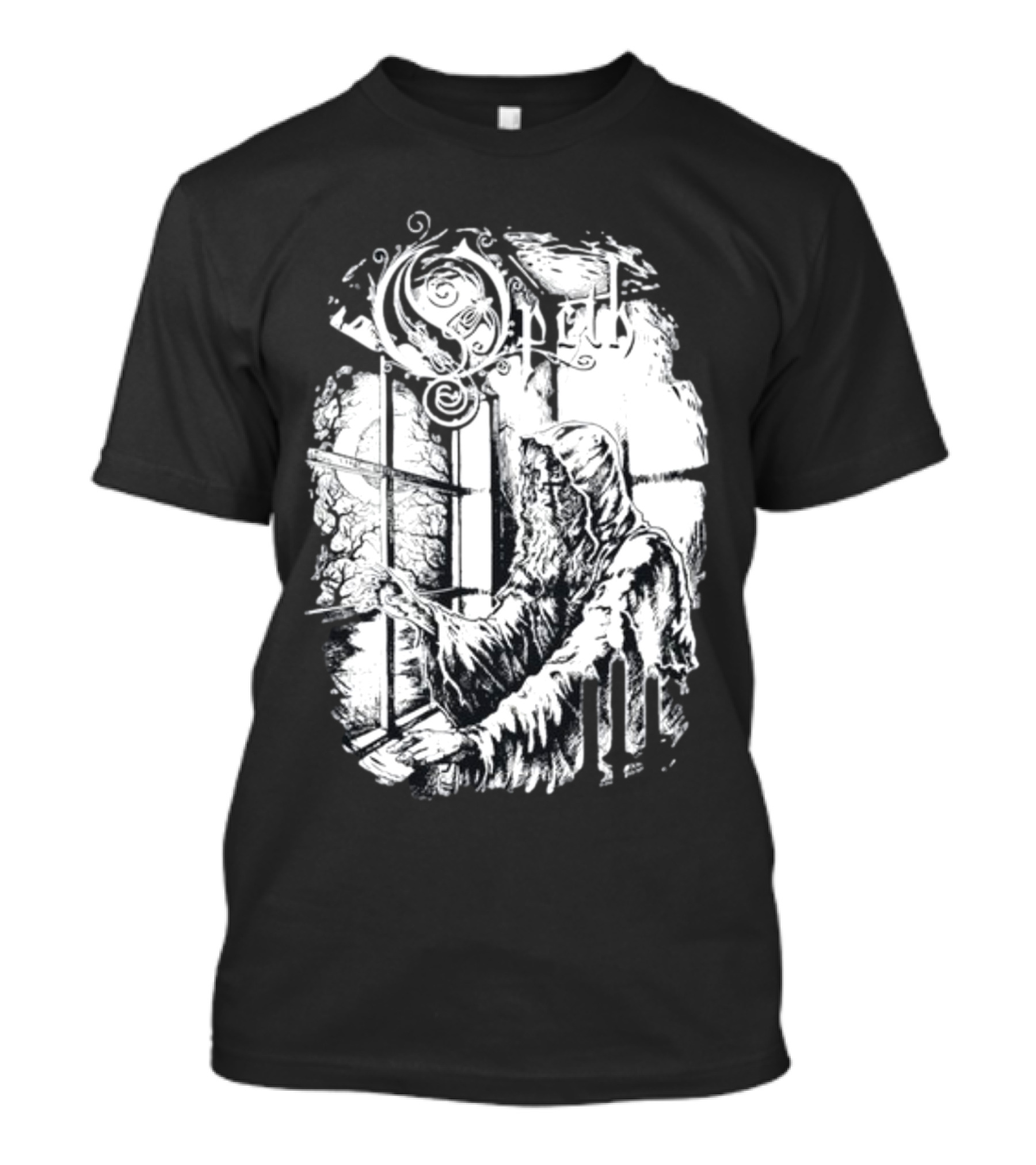 Opet Hooded Figure At Gothic Windowpane T-Shirt