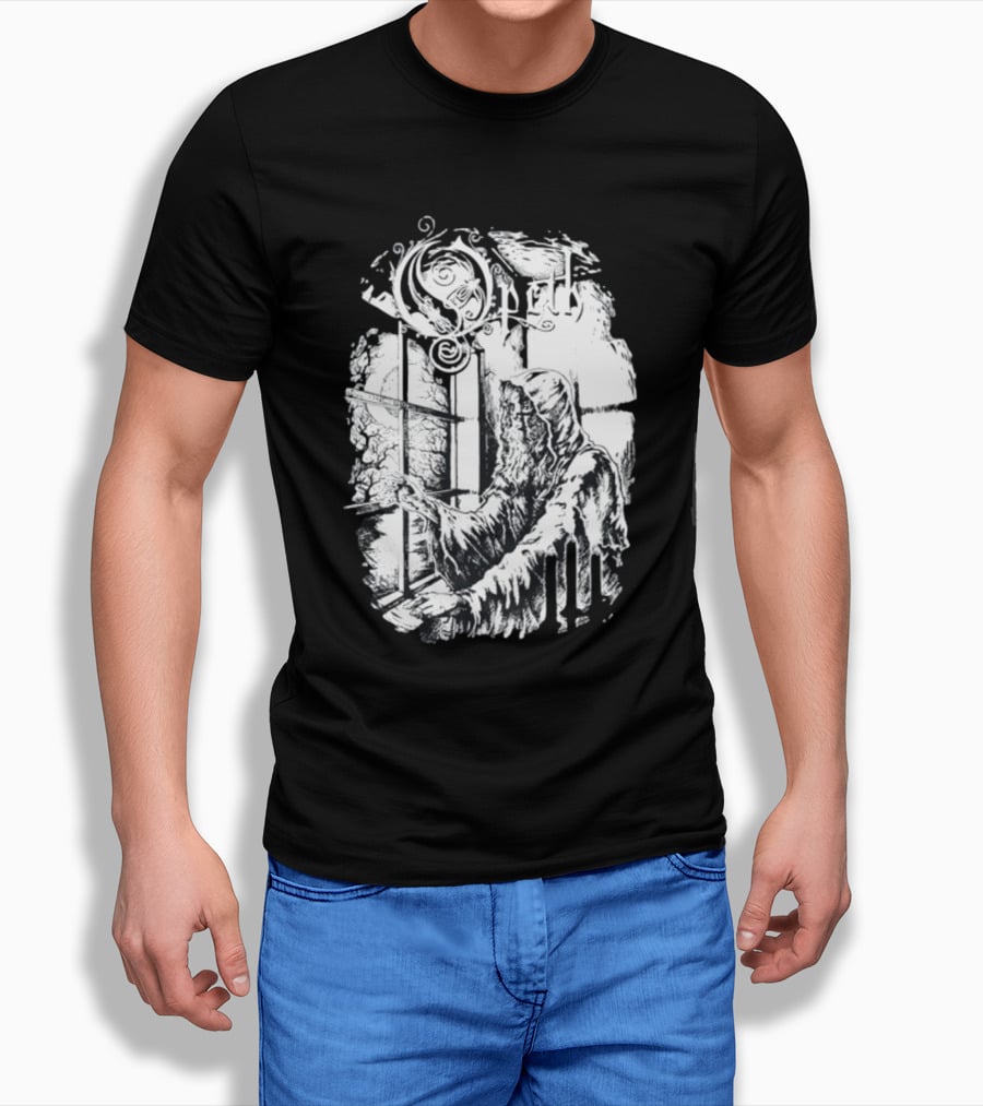 Opet Hooded Figure At Gothic Windowpane T-Shirt