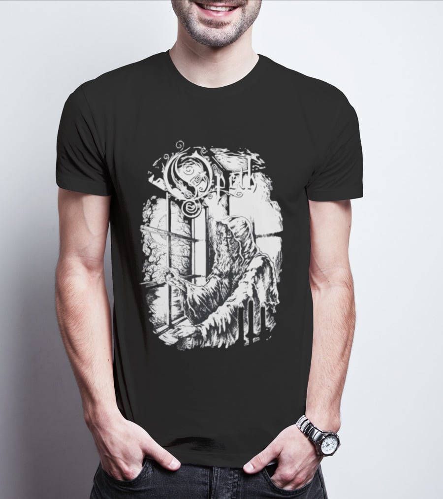 Opet Hooded Figure At Gothic Windowpane T-Shirt