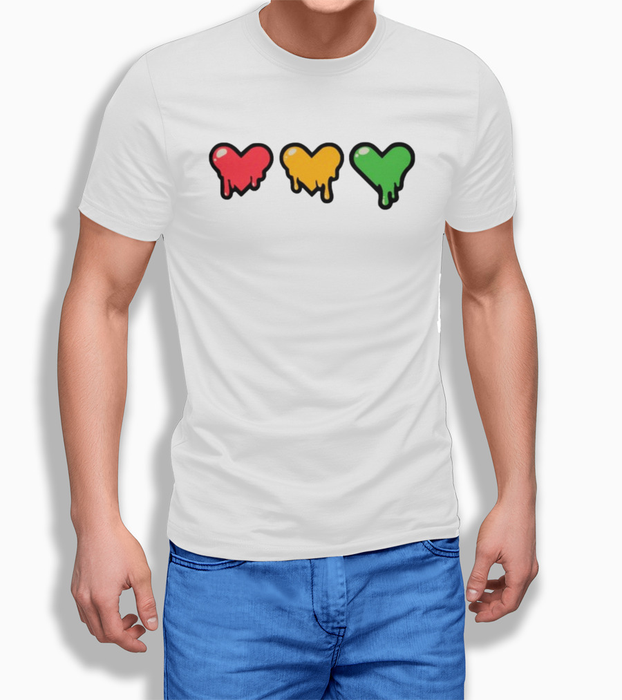 Top Lifeseries Heart Drip Red Yellow Green Hearts T-Shirt