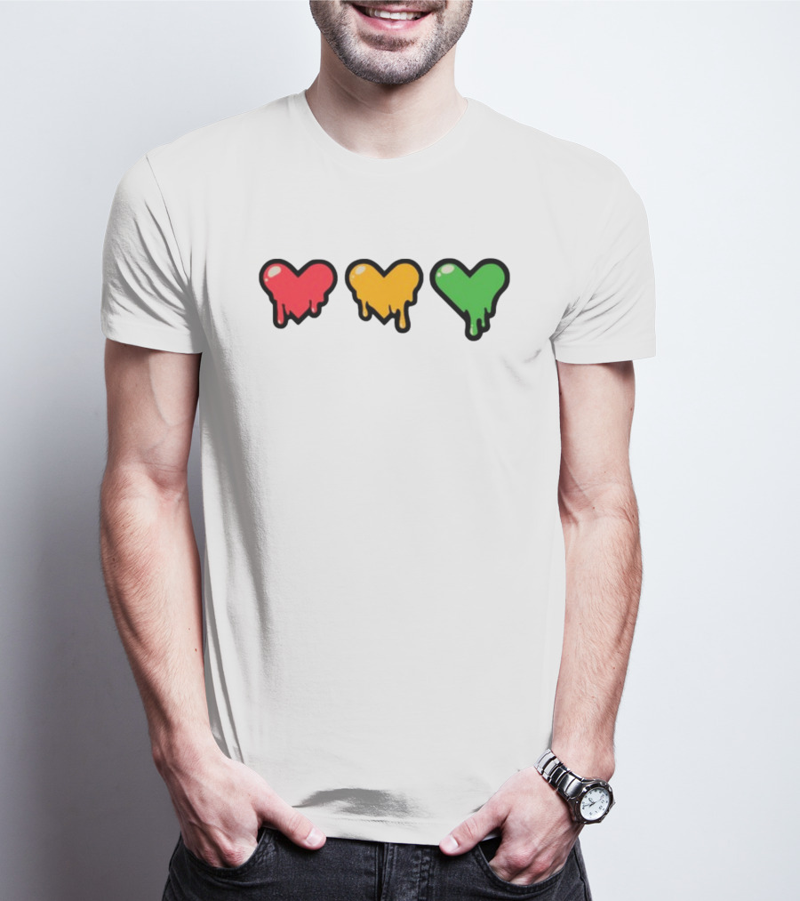 Top Lifeseries Heart Drip Red Yellow Green Hearts T-Shirt