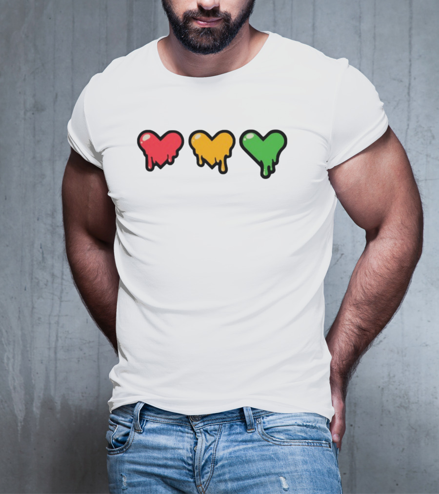 Top Lifeseries Heart Drip Red Yellow Green Hearts T-Shirt