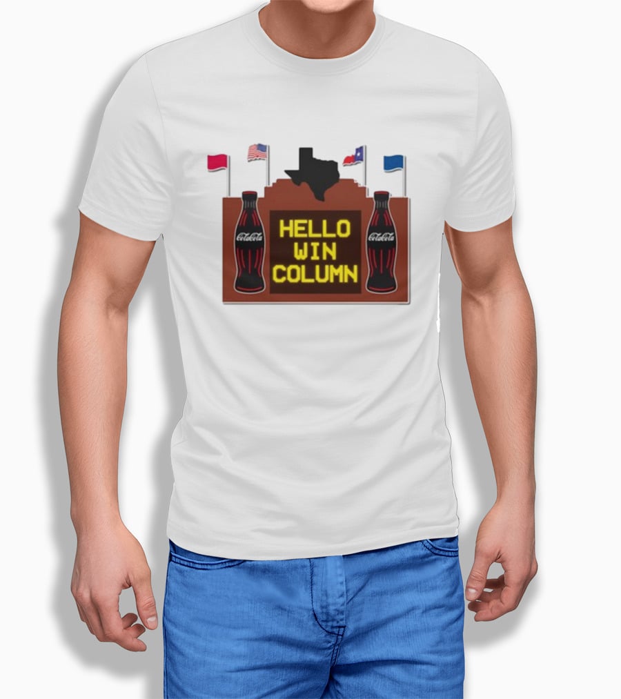 Coca-Cola Hello Win Column Texas Flags Retro T-Shirt