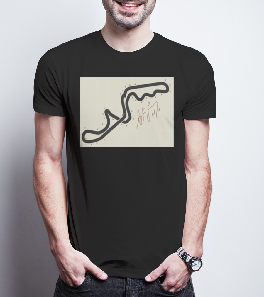 Ayrton Senna Hand-Drawn Suzuka GP 1993 Circuit Map Autograph T-Shirt