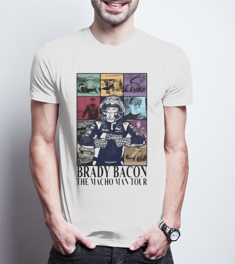 Brady Bacon Racing Iconography Collage The Macho Man Tour T-Shirt