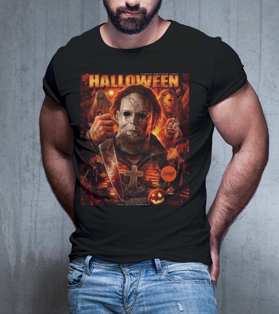 Rob Zombie's Halloween Evil Has A Destiny Michael Myers Mask Knife Horror Scene T-Shirt