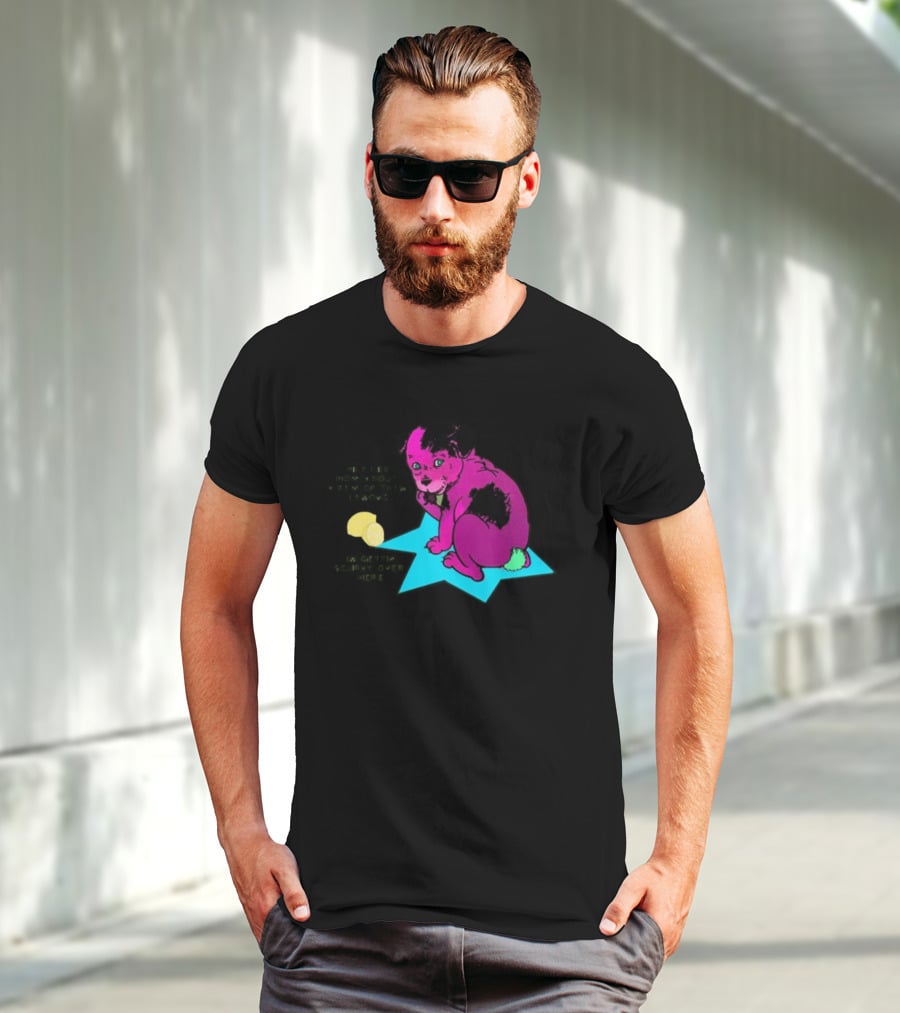 Hey Life How About A Few Of Them Lemons I'm Gettin Scurvy Over Here Pink Dog On Blue Star With Lemons T-Shirt