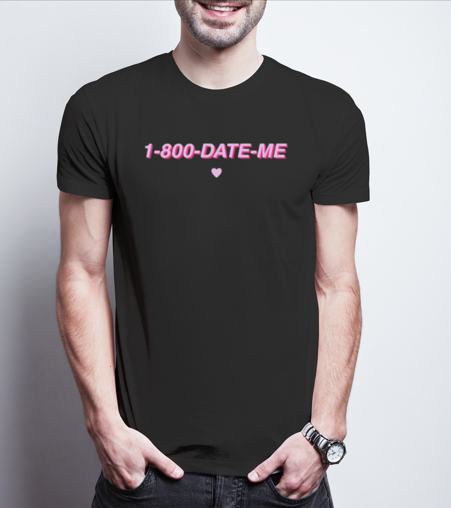 1-800-Date-Me New Pink Heart Retro Style Call Me Romance T-Shirt