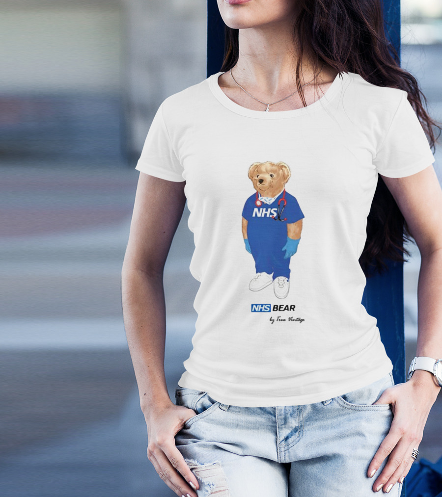 NHS Bear Blue Scrubs With Stethoscope And Gloves T-Shirt