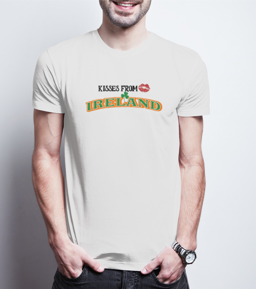 Kisses From Ireland Shamrock And Lip Print T-Shirt