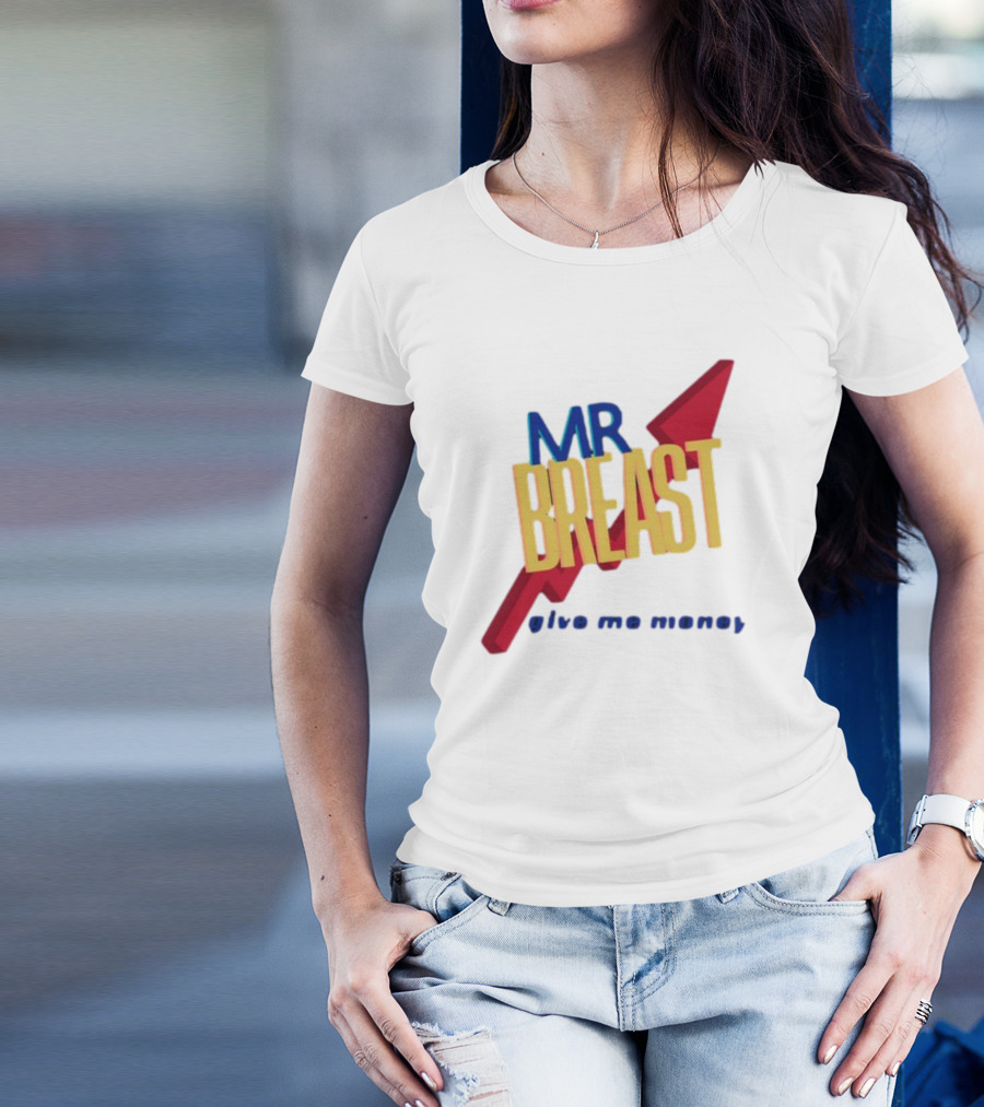 Mr Breast Give Me Money Retro Style Iconic T-Shirt