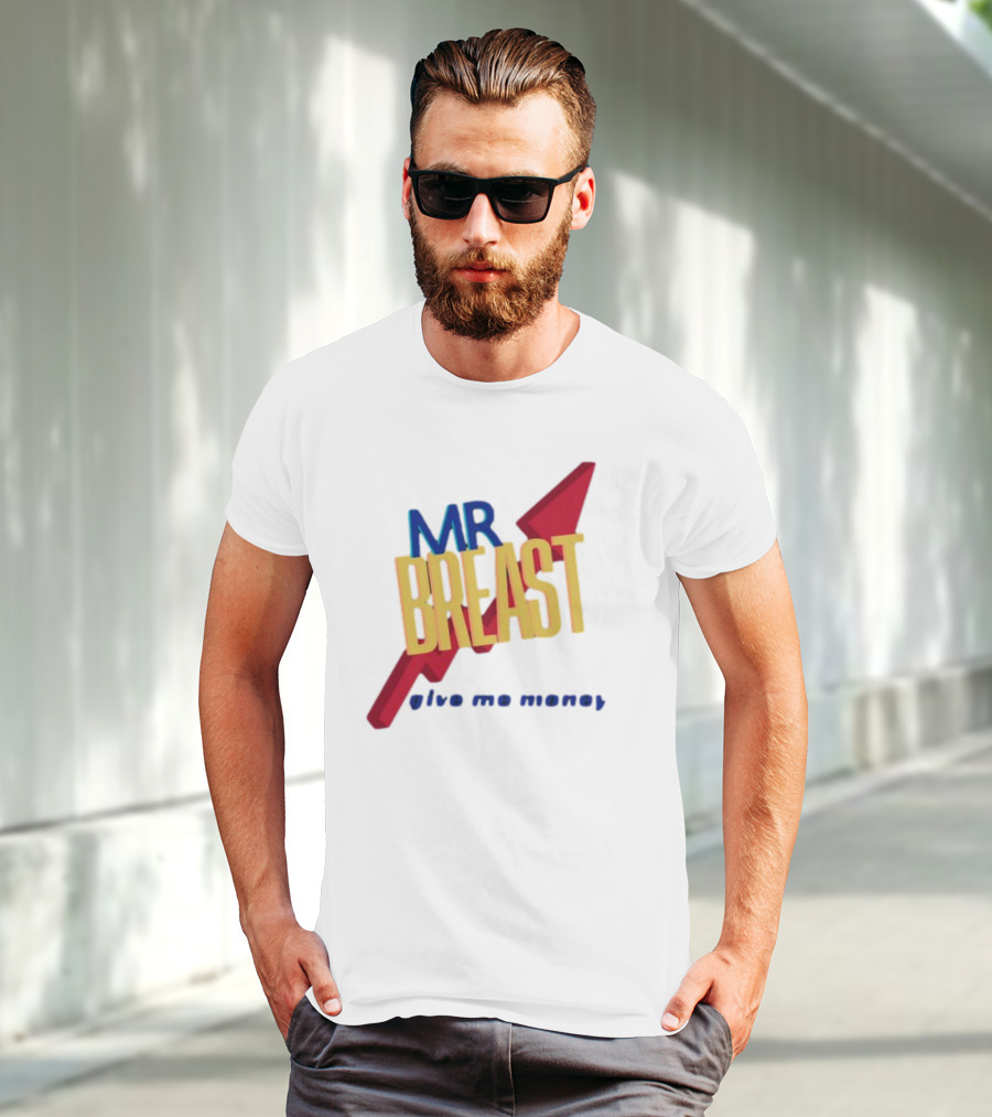 Mr Breast Give Me Money Retro Style Iconic T-Shirt