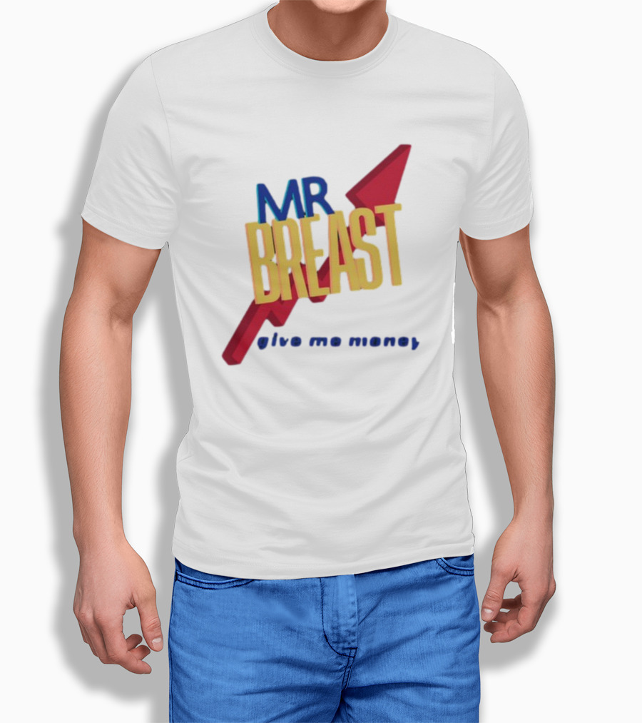 Mr Breast Give Me Money Retro Style Iconic T-Shirt