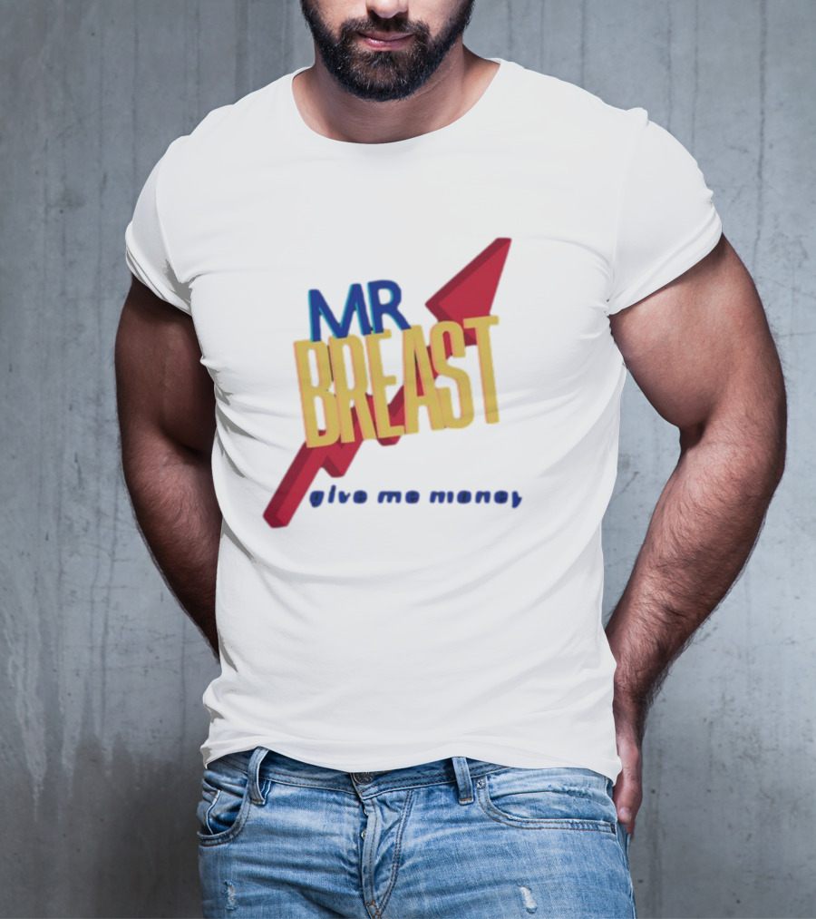 Mr Breast Give Me Money Retro Style Iconic T-Shirt