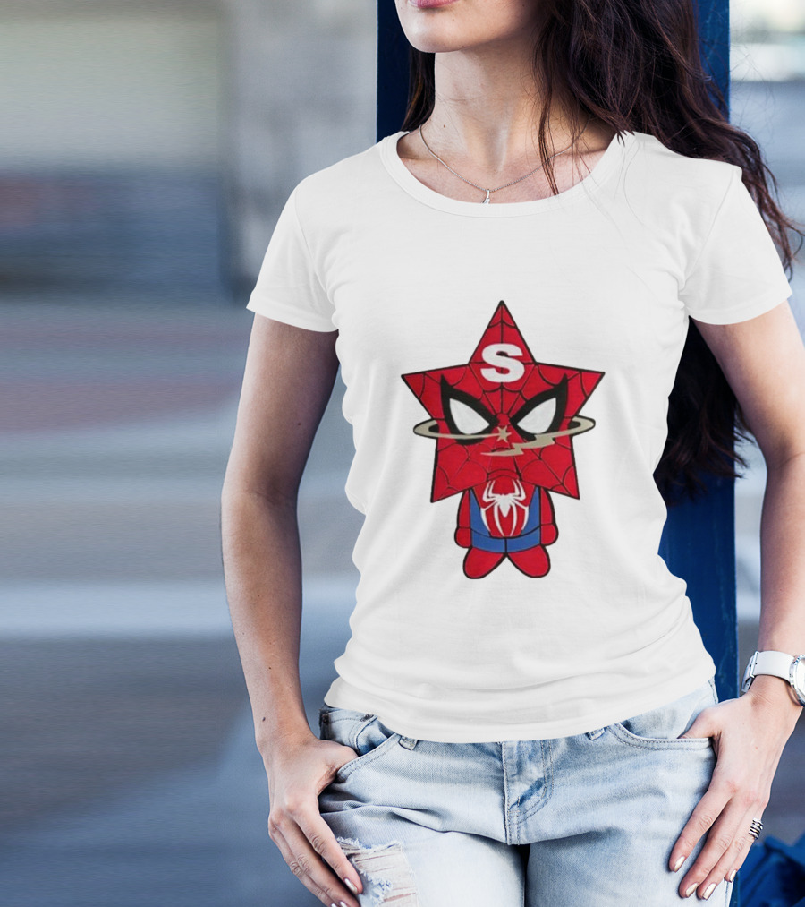 Star Character With Superhero Web Icon And Red Suit T-Shirt