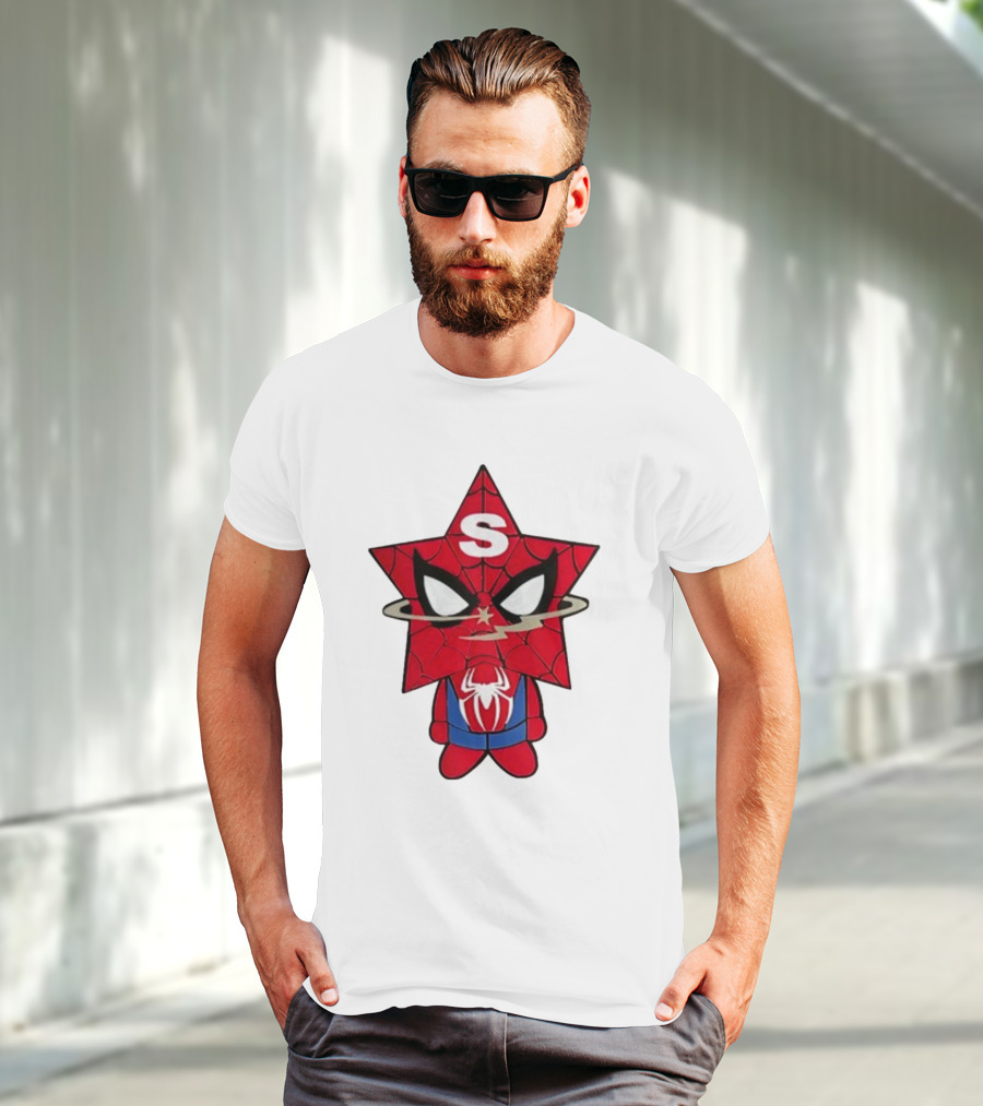 Star Character With Superhero Web Icon And Red Suit T-Shirt