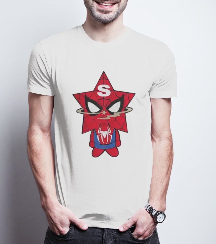 Star Character With Superhero Web Icon And Red Suit T-Shirt