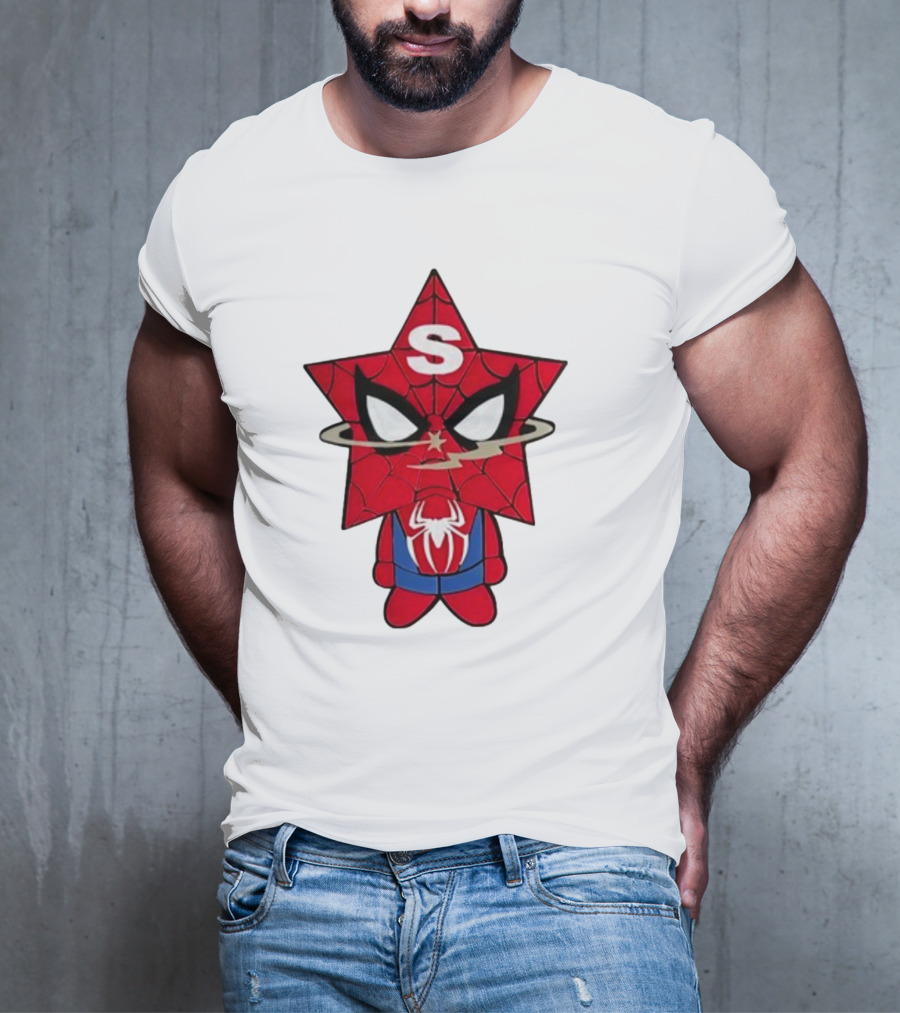 Star Character With Superhero Web Icon And Red Suit T-Shirt