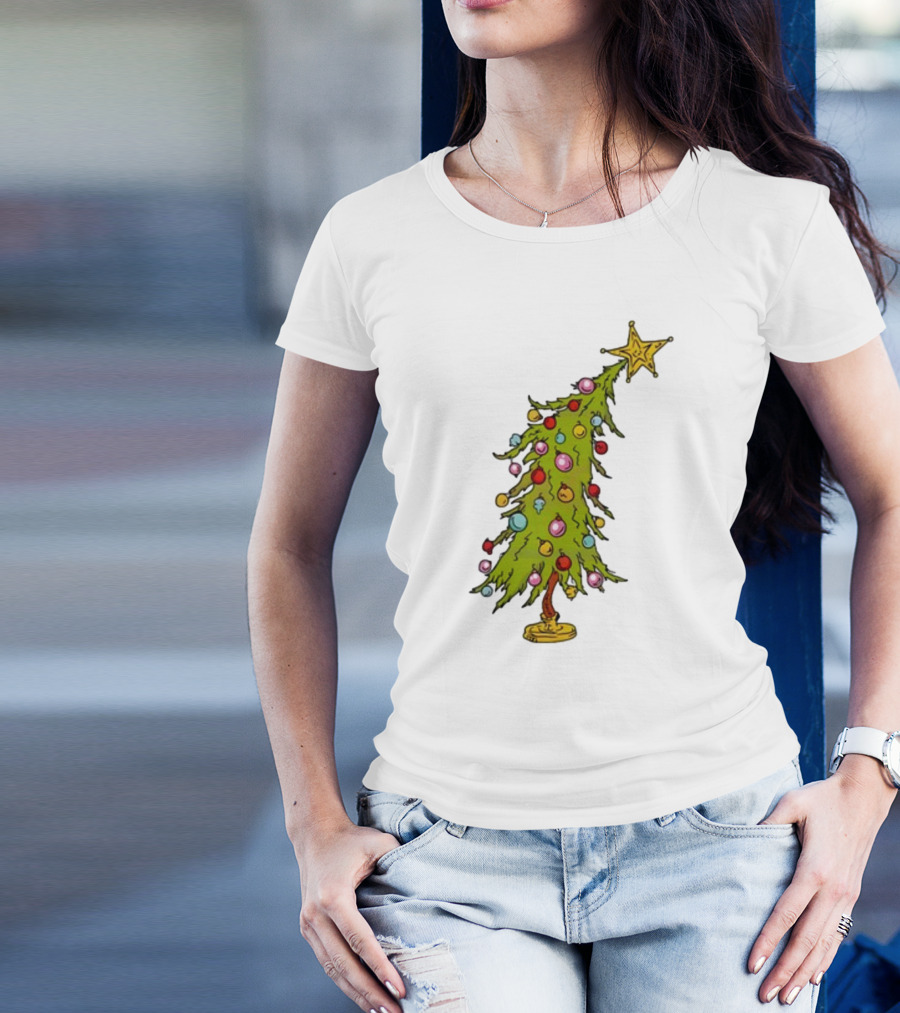 Whimsical Whoville Christmas Tree With Colorful Ornaments And Star Topper T-Shirt
