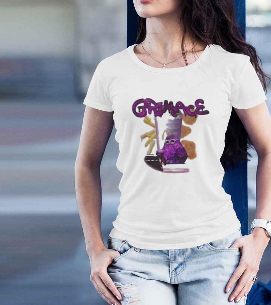 Grimace Giggle Grab Purple Character With Sunglasses T-Shirt