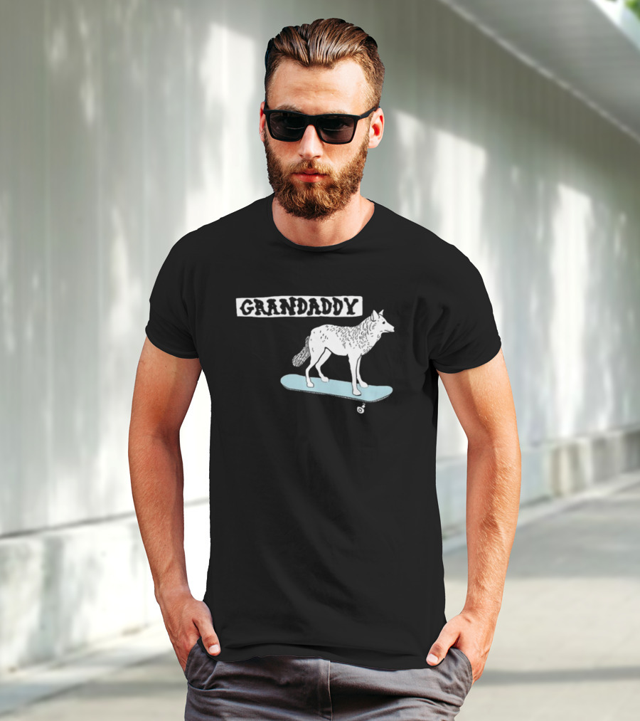 Grandaddy Wolf On Skateboard Blu Wav T-Shirt