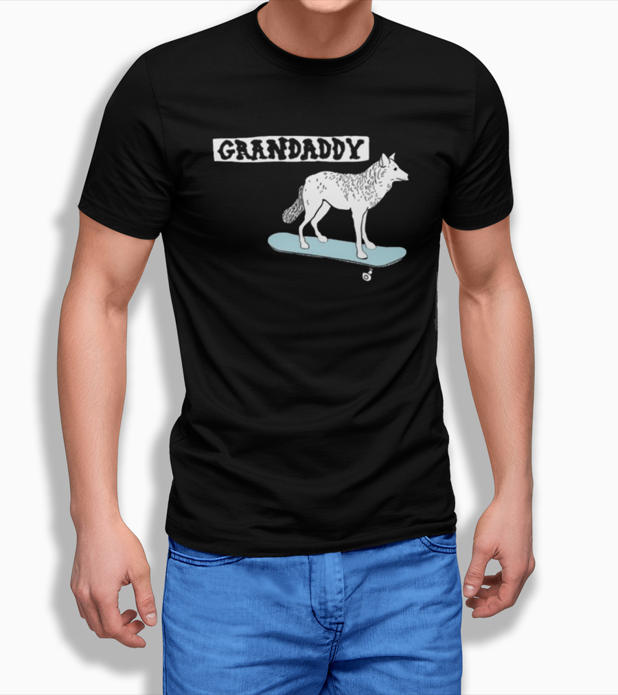 Grandaddy Wolf On Skateboard Blu Wav T-Shirt