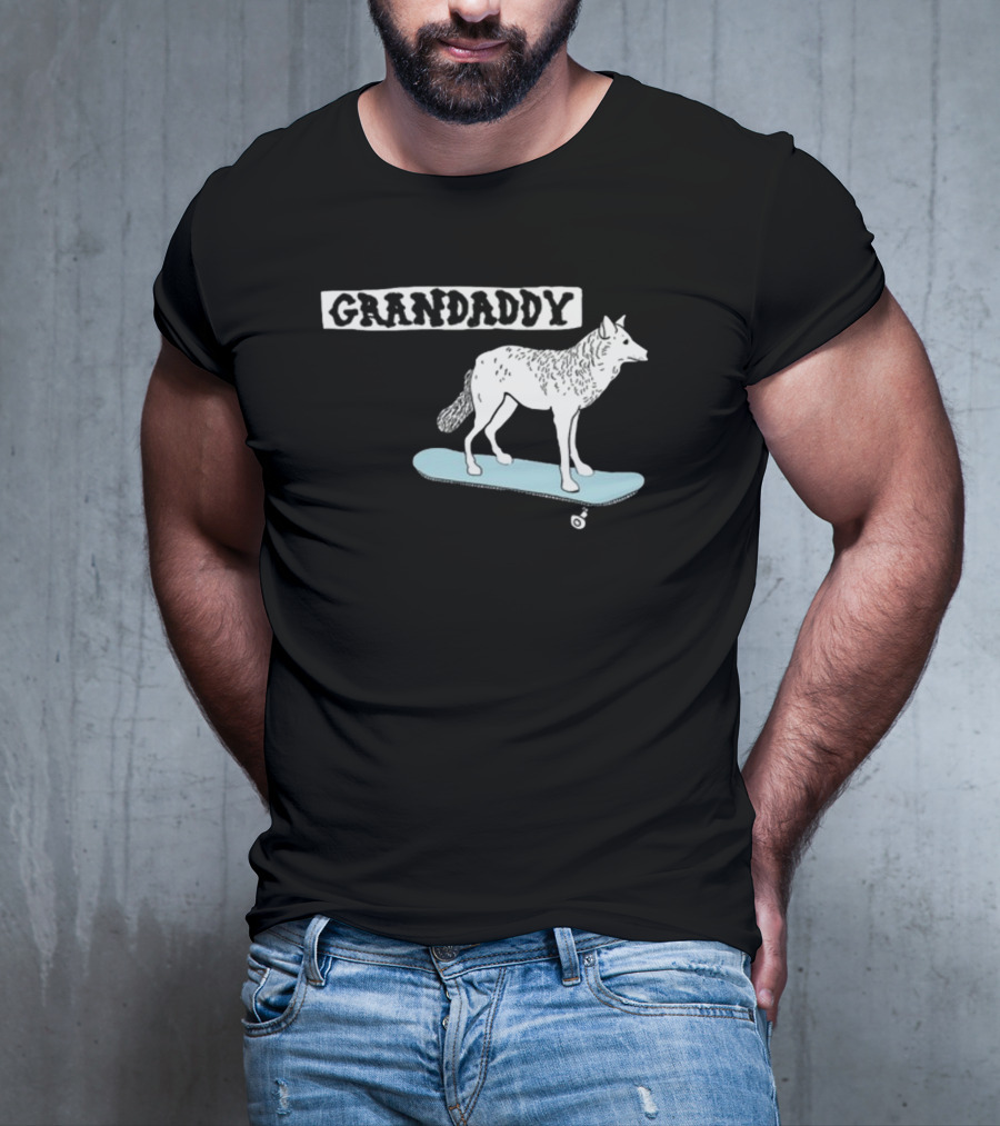 Grandaddy Wolf On Skateboard Blu Wav T-Shirt
