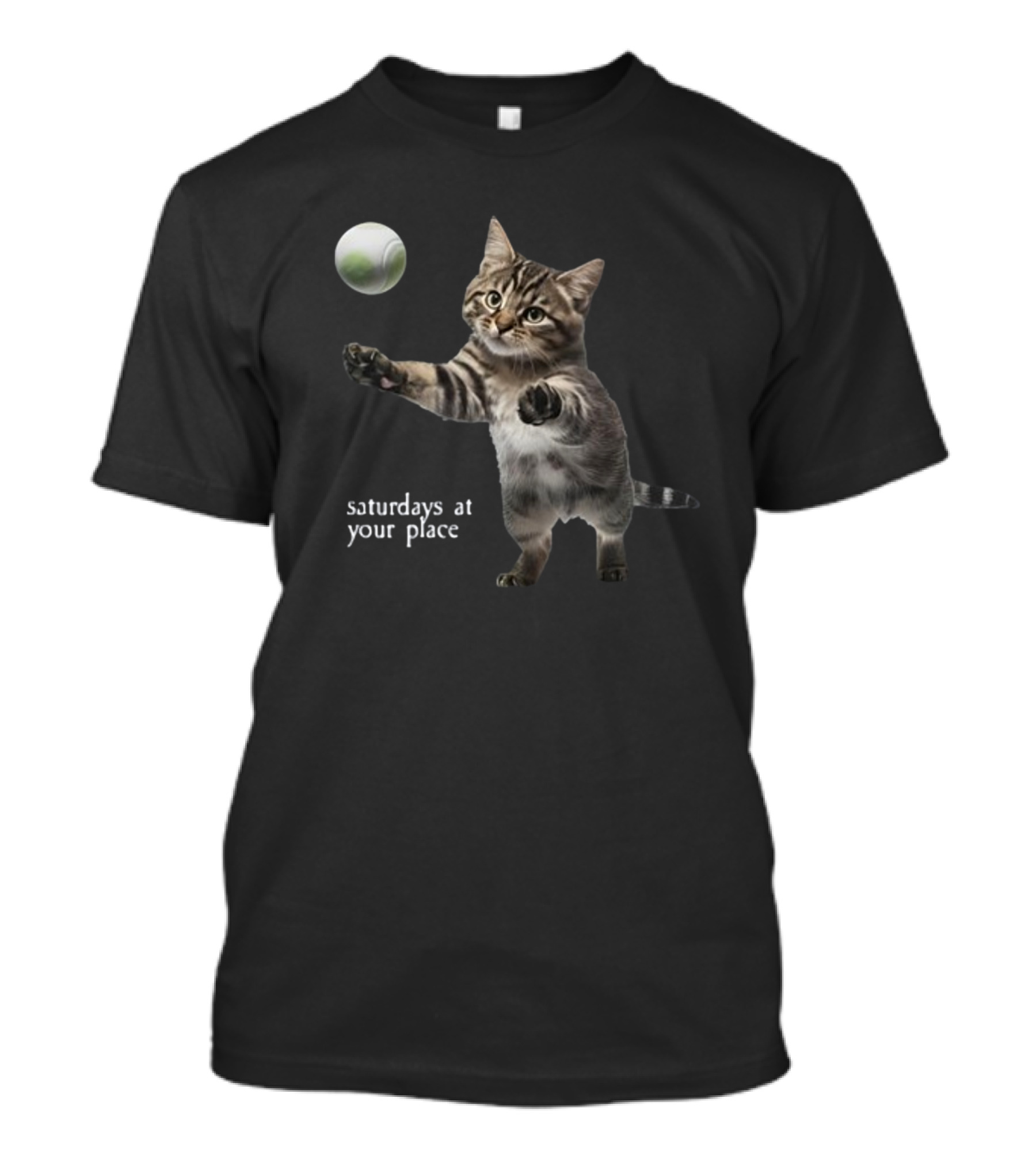 No Sleep Records Cat Playing Tennis Ball Saturdays At Your Place T-Shirt