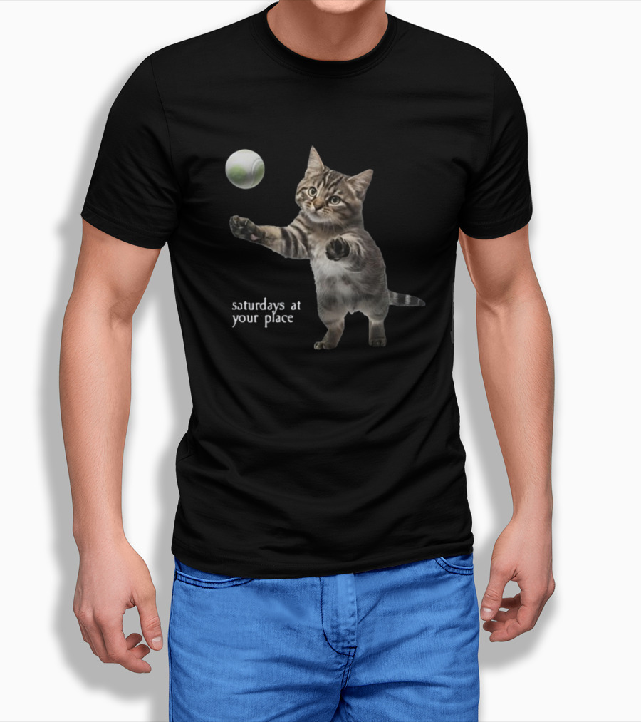 No Sleep Records Cat Playing Tennis Ball Saturdays At Your Place T-Shirt