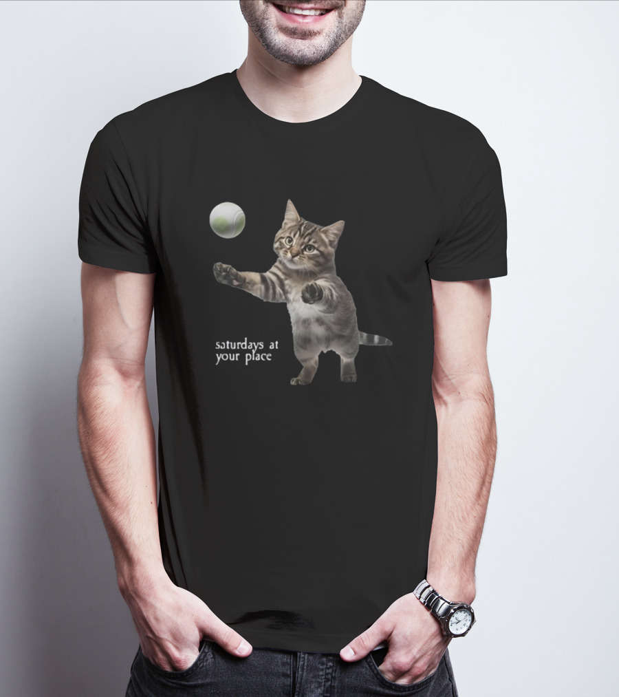 No Sleep Records Cat Playing Tennis Ball Saturdays At Your Place T-Shirt