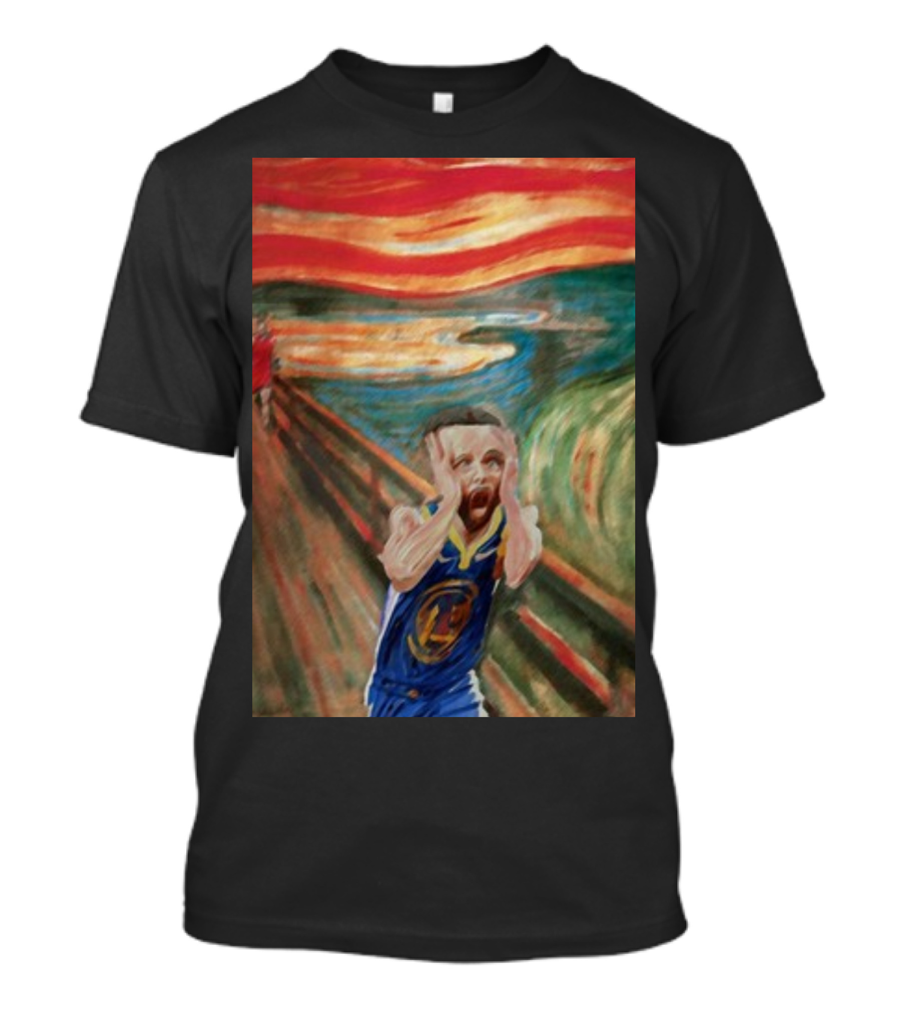 Curry The Scream Basketball Star Meets Iconic Painting Fusion T-Shirt