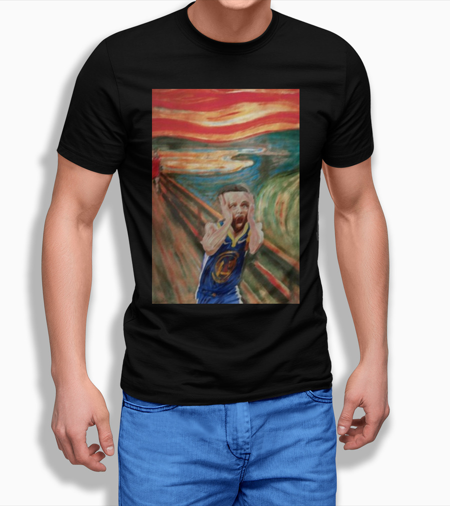 Curry The Scream Basketball Star Meets Iconic Painting Fusion T-Shirt