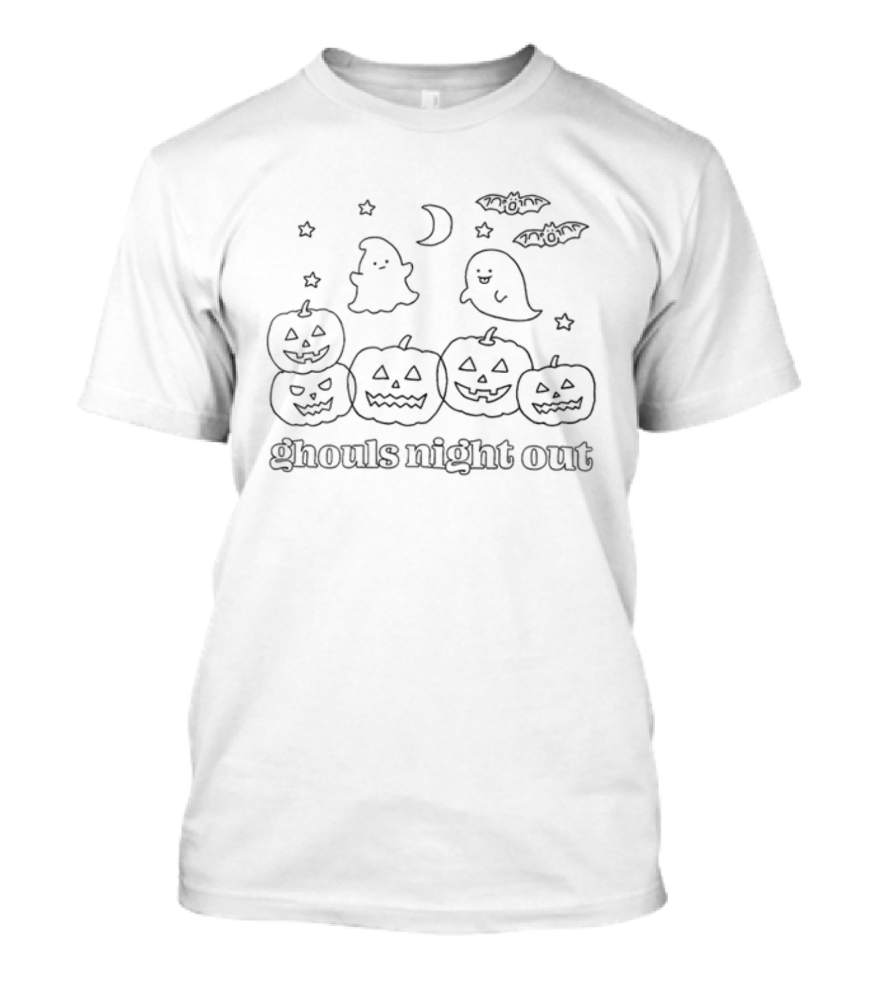 Ghouls Night Out Ghosts Bats Jack-o'-Lanterns Moon Stars T-Shirt
