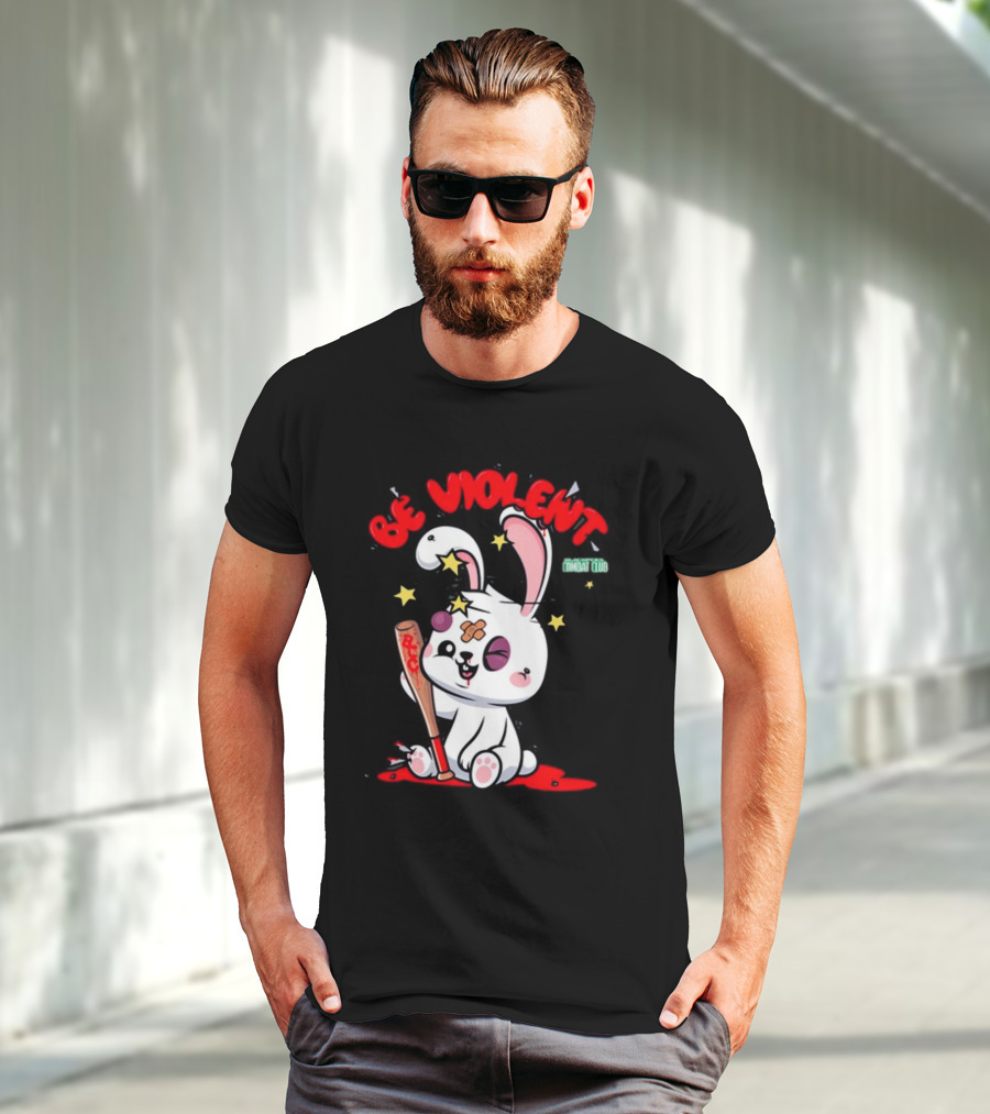 Be Violent Combat Club Rabbit With Bat T-Shirt