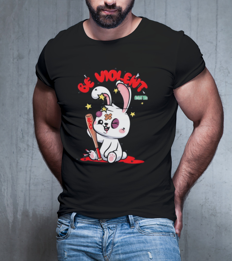 Be Violent Combat Club Rabbit With Bat T-Shirt
