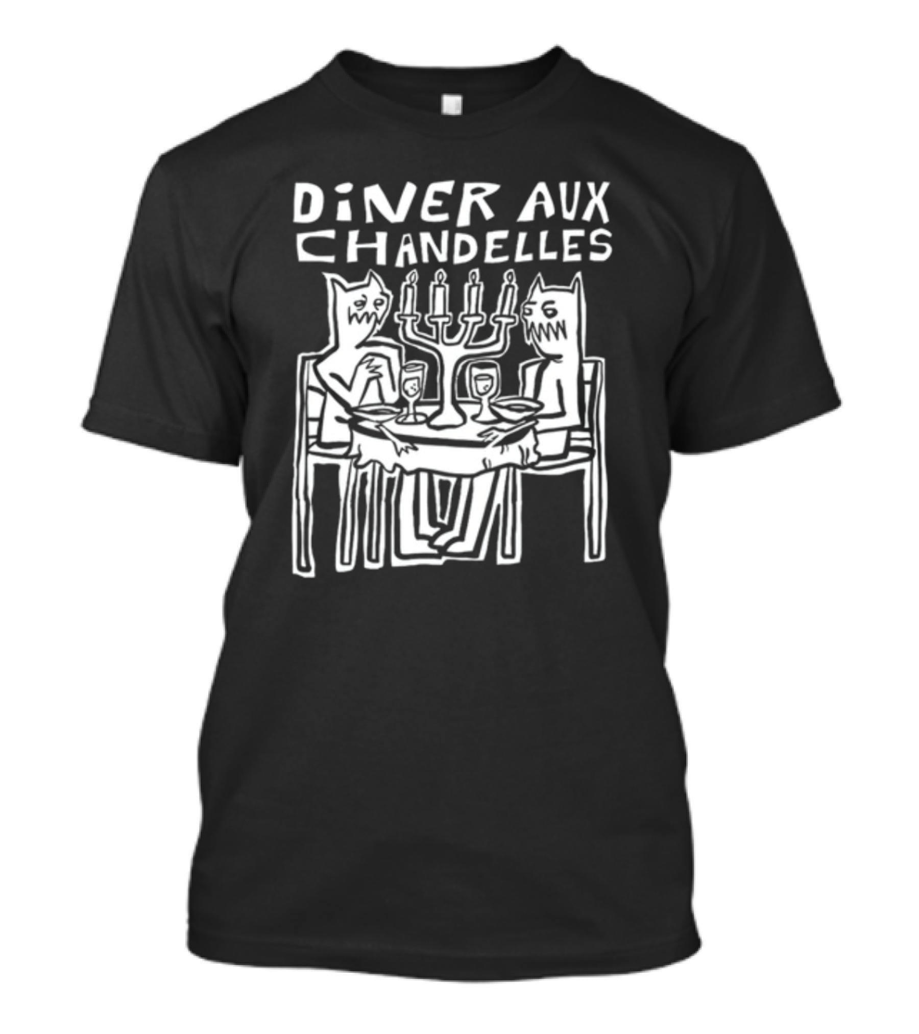Iskream5 Diner Aux Chandelles Candlelit Dinner With Cat Creatures T-Shirt
