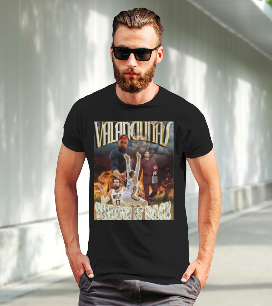 Valanciunas Throw It Back NOLA 17 Basketball Flames T-Shirt