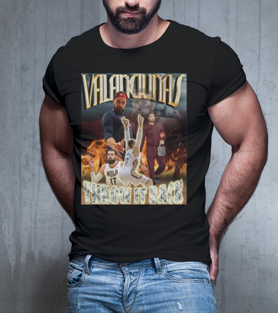 Valanciunas Throw It Back NOLA 17 Basketball Flames T-Shirt