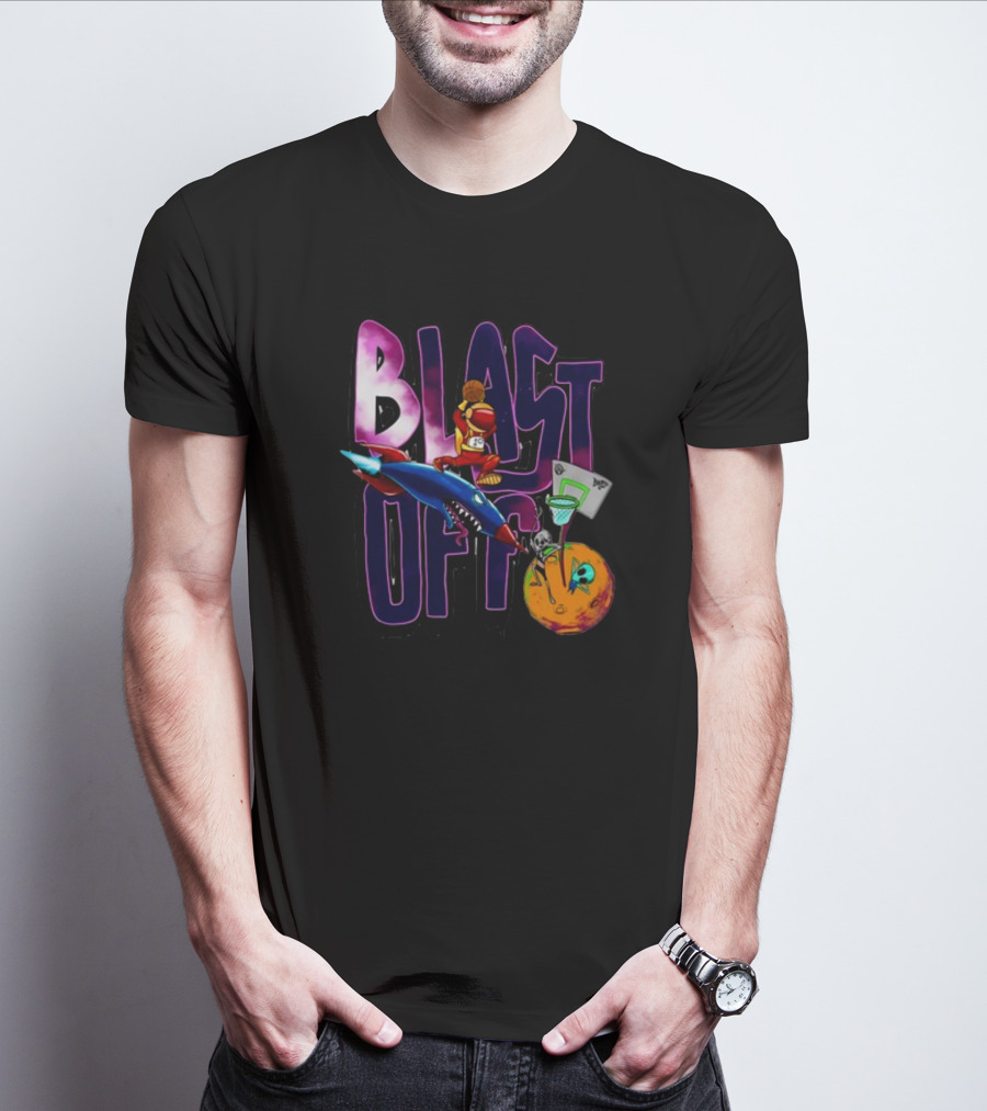Blast Off Basketball Rocket Dunk Sports Fan T-Shirt