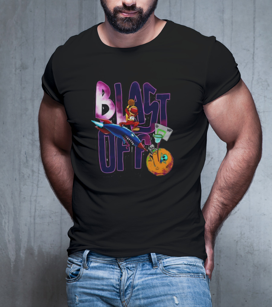 Blast Off Basketball Rocket Dunk Sports Fan T-Shirt
