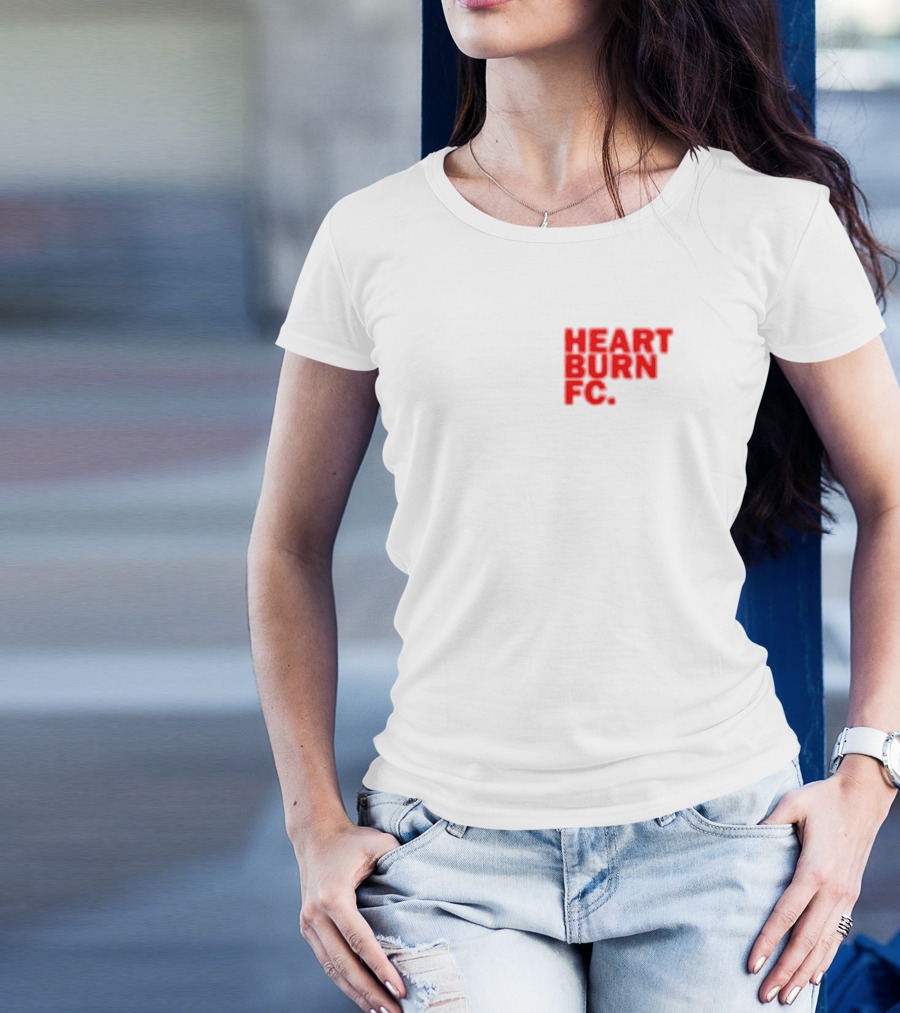 Redmancdesigns Heartburn FC Bold Red Text Minimalist T-Shirt