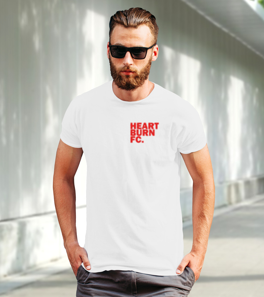 Redmancdesigns Heartburn FC Bold Red Text Minimalist T-Shirt