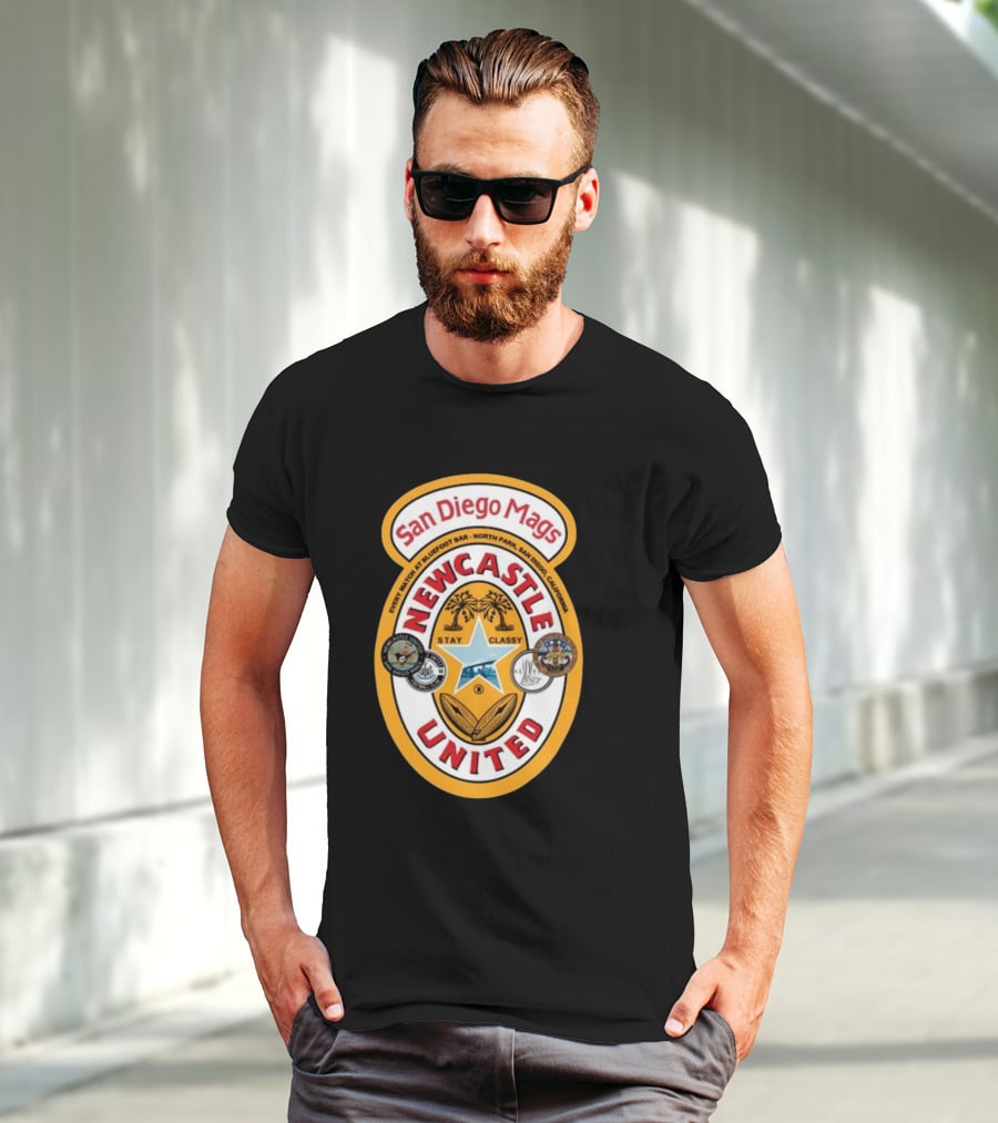 San Diego Mags Newcastle United Stay Classy So Cal Geordie Badge T-Shirt