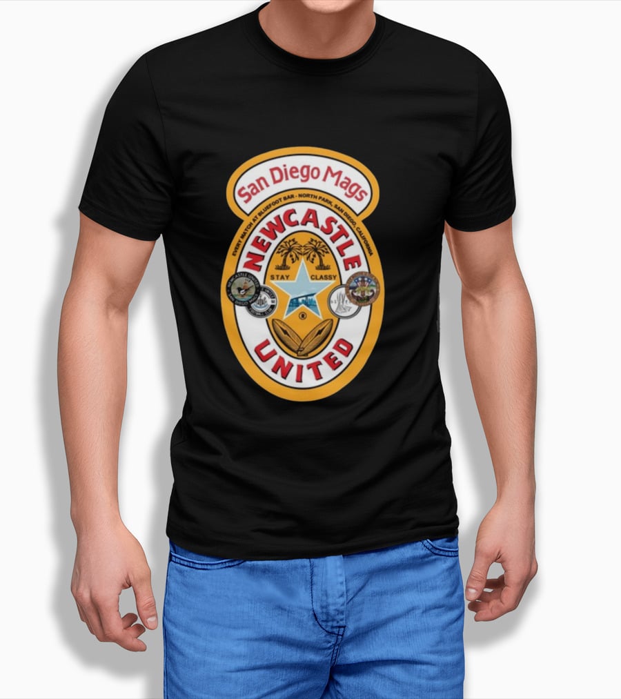 San Diego Mags Newcastle United Stay Classy So Cal Geordie Badge T-Shirt