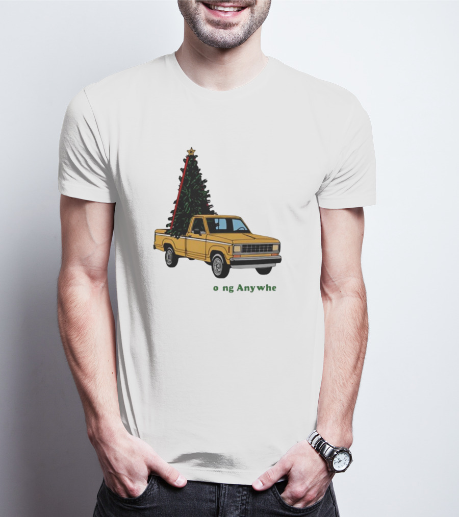 Yellow Truck With Christmas Tree Going Anywhere T-Shirt