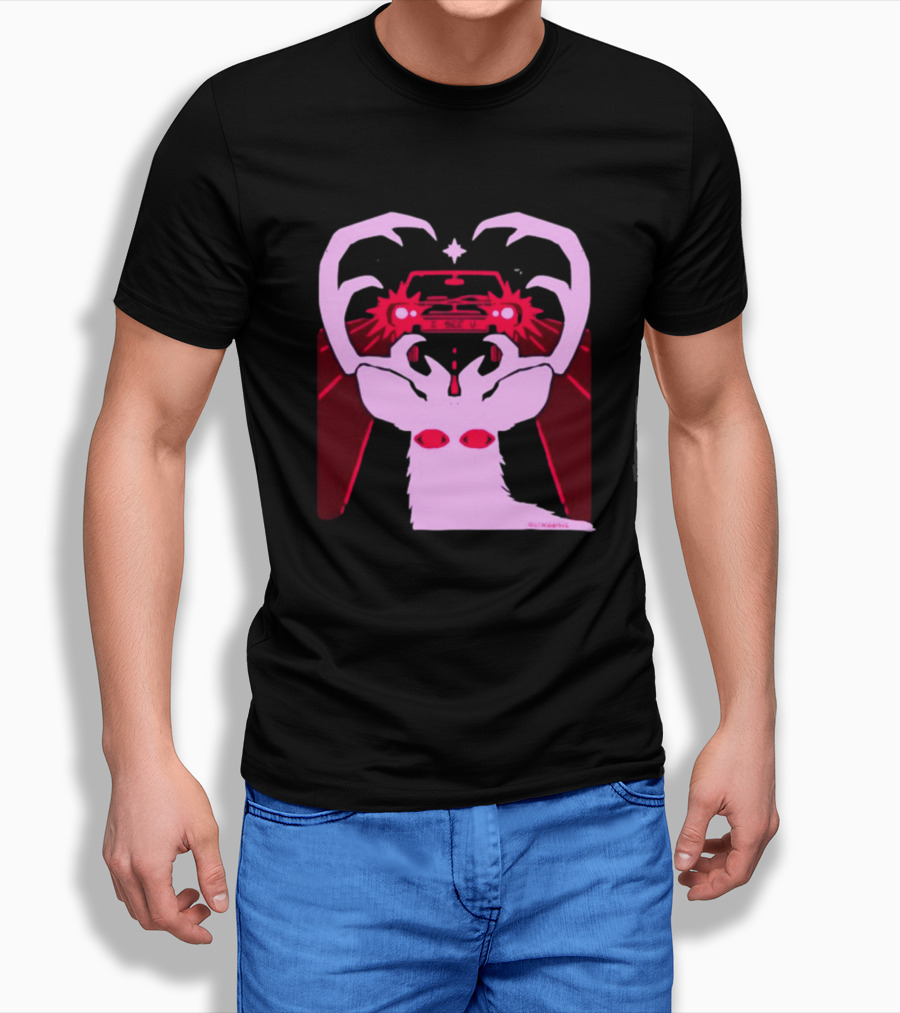 Eyes On The Back Of My Head Stagsbane Pink Deer Antlers Car Red Taillights T-Shirt