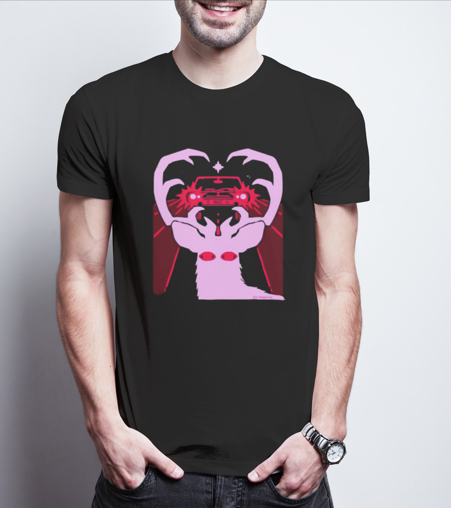 Eyes On The Back Of My Head Stagsbane Pink Deer Antlers Car Red Taillights T-Shirt