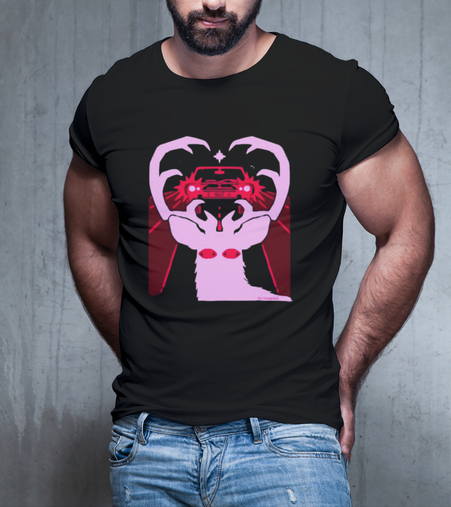 Eyes On The Back Of My Head Stagsbane Pink Deer Antlers Car Red Taillights T-Shirt