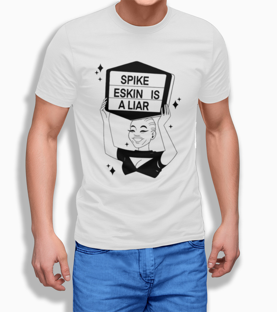 Spike Eskin Is A Liar With Cartoon Character Hand Sign Display T-Shirt