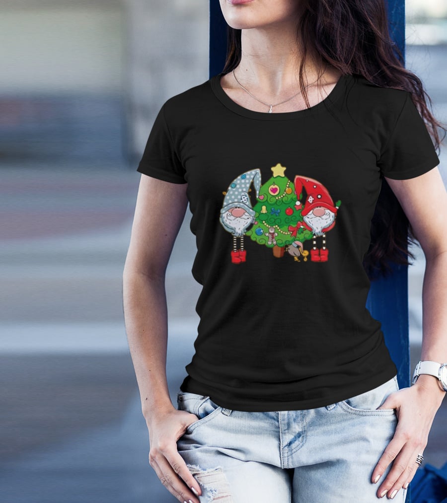 Christmas Gnomes With Festive Tree Ornaments T-Shirt